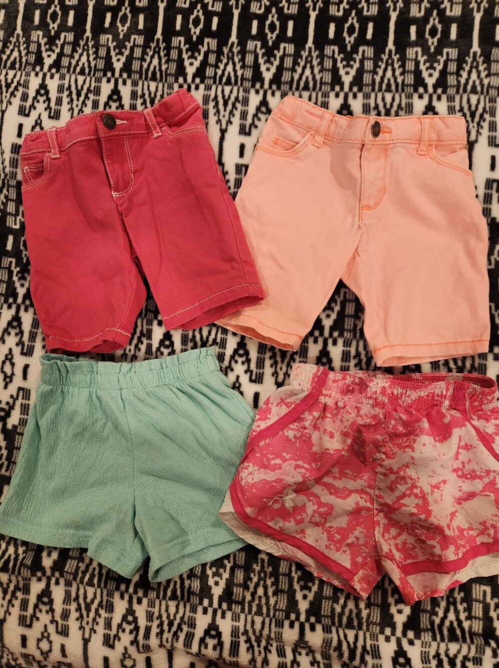 Girls' Shorts - Coral, Peach, Mint, Pink Splash,  Size 2T